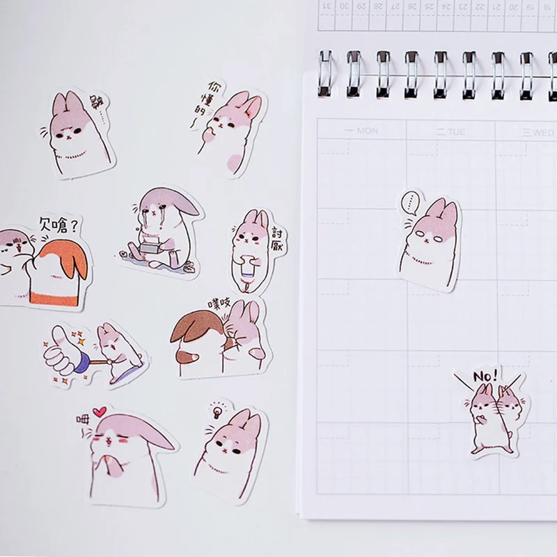 

40pcs/set Cute Diary Stationery Stickers Pack Chubby Rabbit Series Scrapbooking Sticky Escolar School Supplies