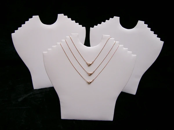  Jewelry Display Stand Necklace Holder Easel Bust white leatherette for Multi Items Folding Neck Eas