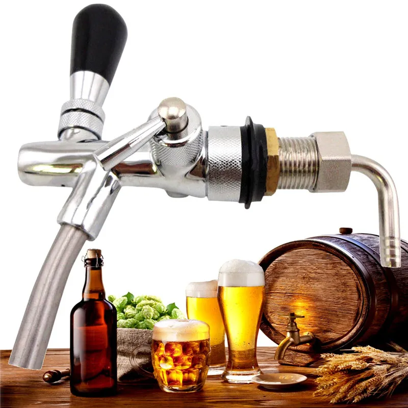 

Adjustable G5/8 Kegerator Draft Shank Beer Faucet with Flow Controller Chrome Plating Tap Kit Home Brew Beer Wine Making Tool