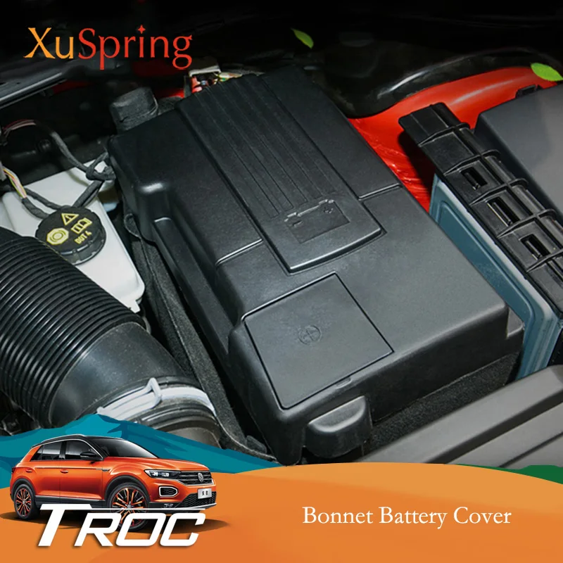 

Car Bonnet Battery Electrode Waterproof Dustproof Protective Cover Garnish Sticker For VW T-Roc Troc 2017 2018 2019