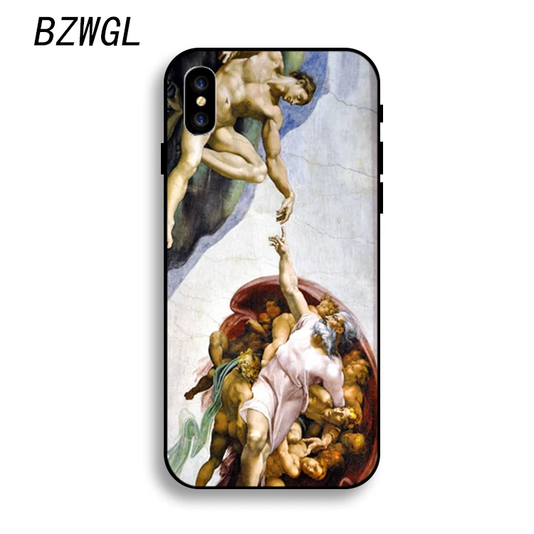 BZWGL michelangelo buonarroti the creation of adam phone case for iPhone X 8 7Plus 7 6sPlus 6s 6Plus 6 5 5S SE Soft cover |