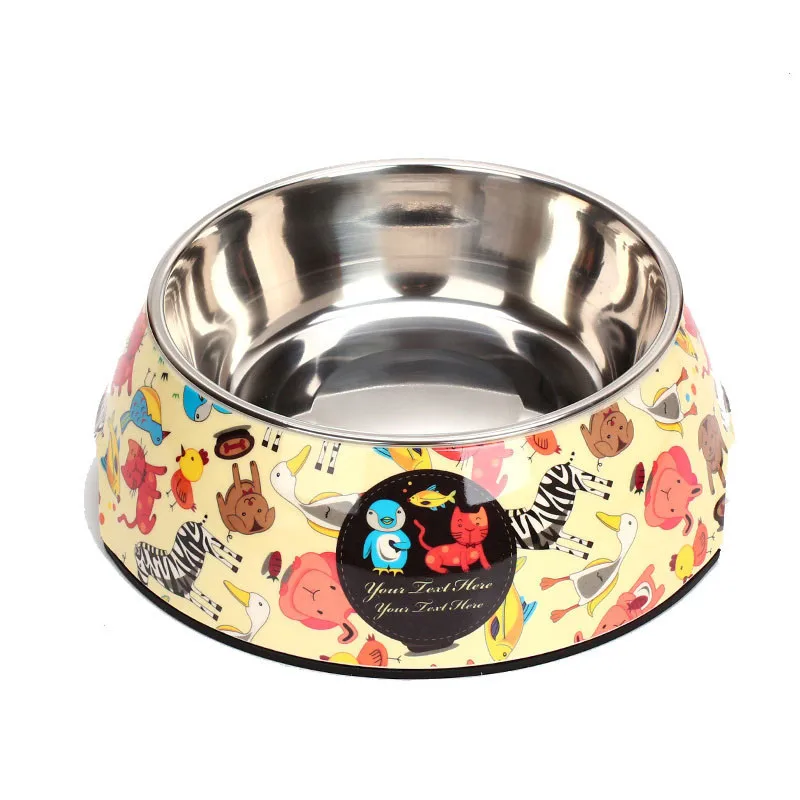 Двойная собачья миска из нержавеющей стали, стандартная миска для собак, щенков, кошек, миска для воды, контейнер для еды, блюдо, 3 размера, для кормушки кошек - Цвет: C