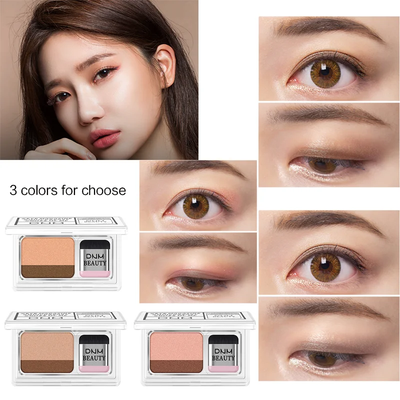 

DNM Long Lasting Shimmer Eyeshadow Waterproof Fast Makeup Fashion Natural Nude Matter Eye Shadow Palette 3 Colors With Brush