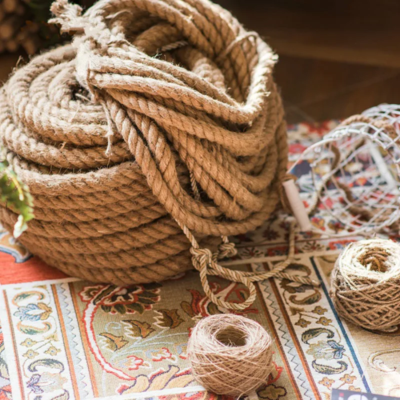 

Natural Twisted Cord Hemp Rope DIY Craft Decoration Rope for Gift Packing Thickness Handmade Gardening Thread Home Decor Element