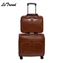 18 дюймов Размер из искусственной кожи багаж на колесиках фирменный туристический чемодан на вращающихся колесиках багаж на колесиках
