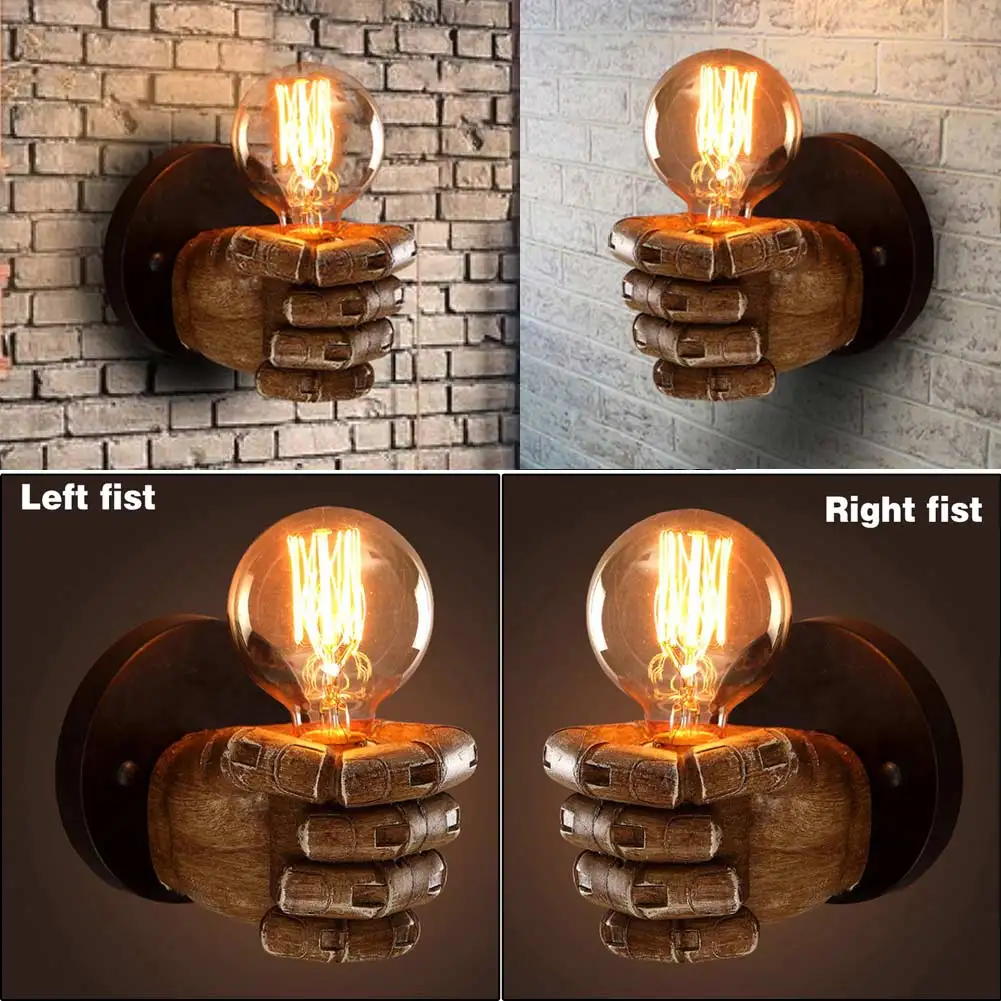 New unique design E27 Vintage LED Resin FistLight Corridor Bedside Wall