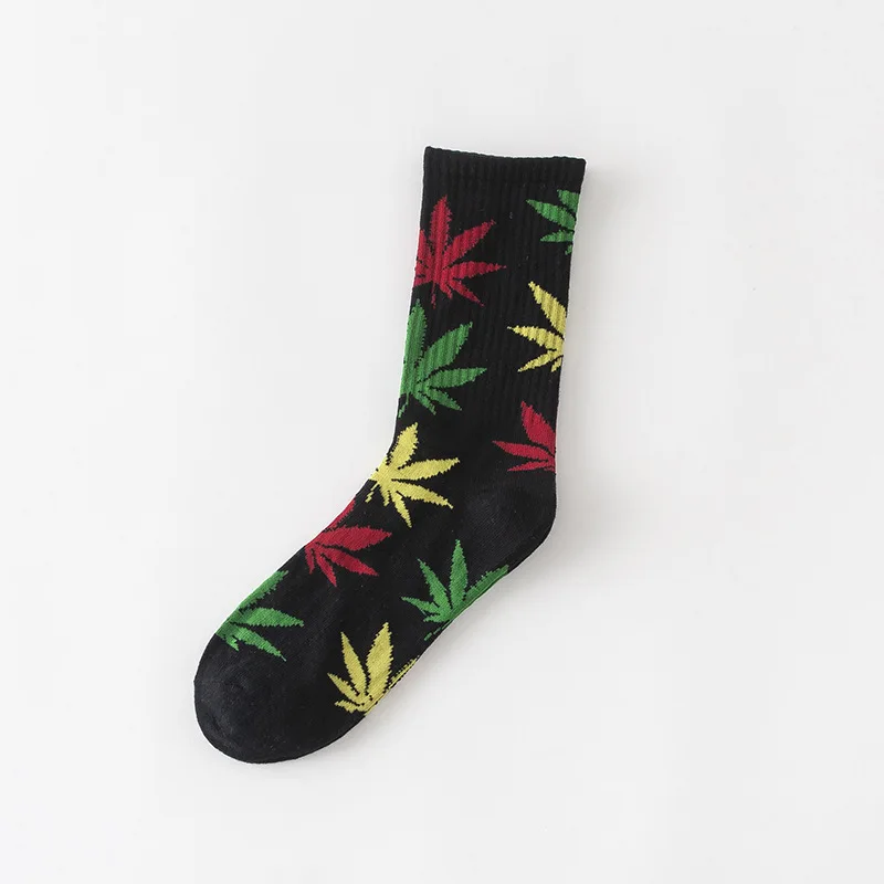 1 pair Men's Fashion Business Weed Hemp Cotton Socks Street Fashion Skateboard Couple Girls Harajuku Trend Socks Give Men a Gift - Цвет: heicai