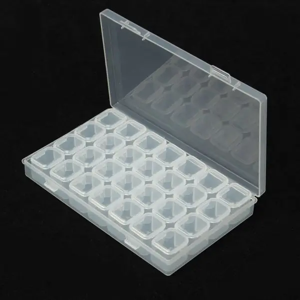28 Grid Plastic Box Adjustable Jewelry Organizer Box Earrings Rings