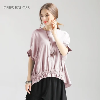 

2018 hot Summer plus size Chiffon O-Neck women's Blous for women female Women's clothing Tops Spliced Half sleeve