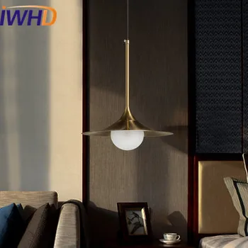 

IWHD Glass LED Pendant Lights Iron Modern Hanging Lamp Fashion Restaurant Bedroom Living Room Cafe Simple Luminaire Suspendu