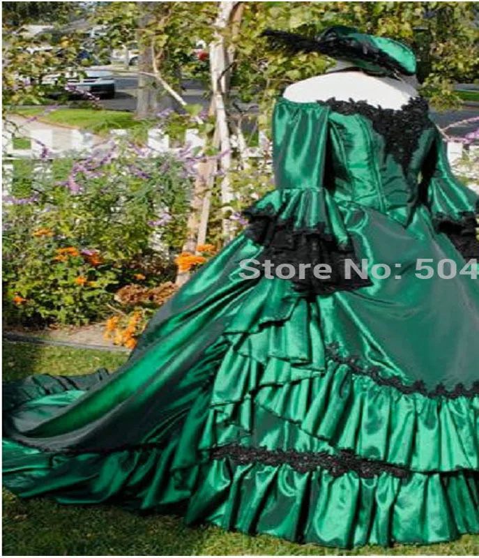 В продаже R-039 19 Винтаж костюмы викторианская готика Лолита платье/Гражданская война Southern Belle Хэллоуин платья