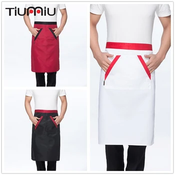 

New Arrival Patchwork Chef Aprons with Pockets 3 Colors Kitchen Restaurant Coffee Shop Bakery Sushi Workwear Apron Chef Uniforms