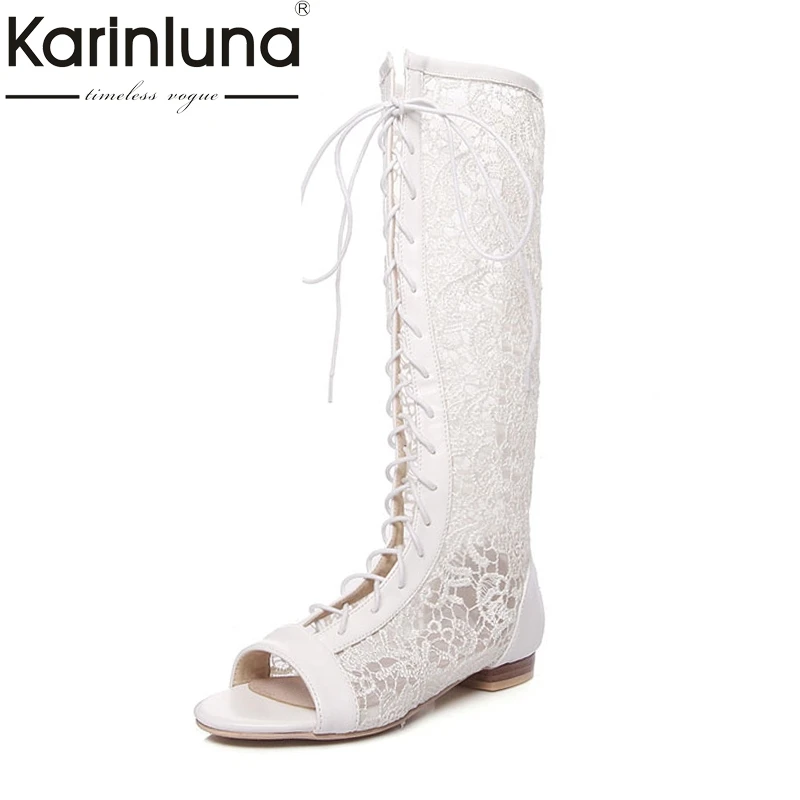 

KarinLuna Brand Big Size 34-48 Customization Summer Boots Shoes Women Fashion Lace Upper Trendy Style Woman Shoes