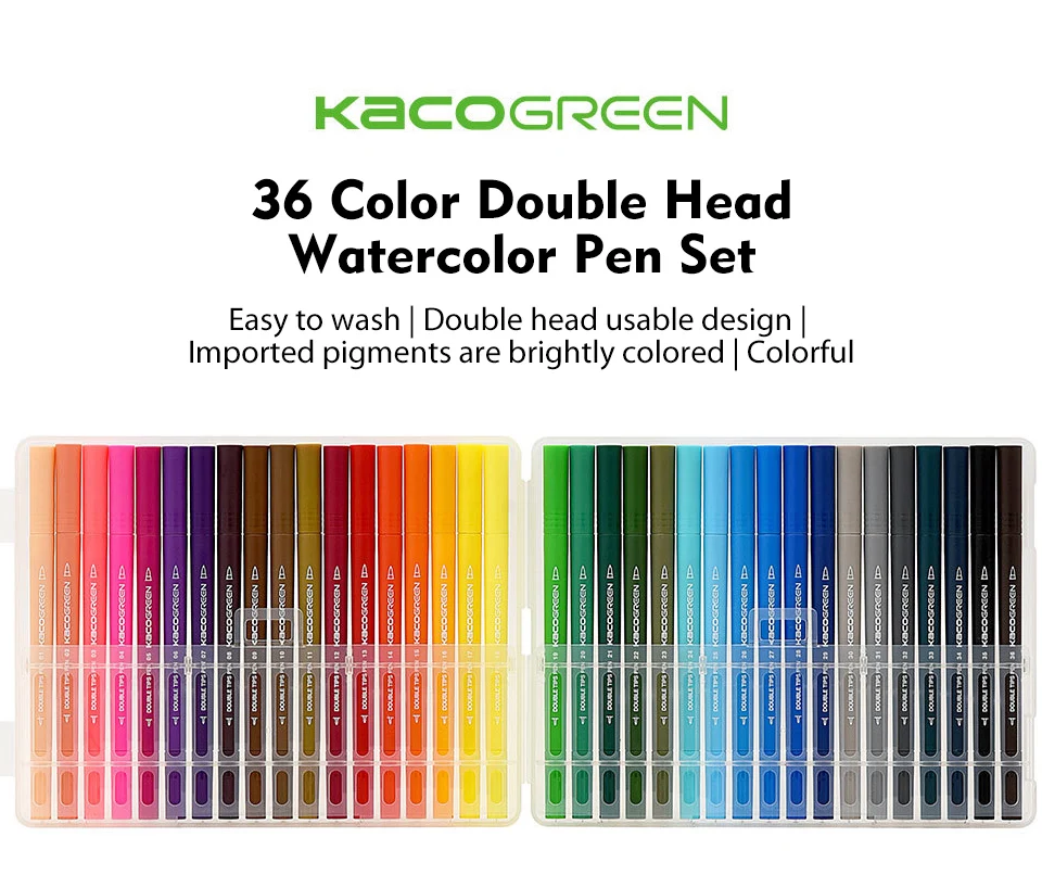 Xiaomi KACO 36 Colors Double Tip Watercolor Pens Painting Graffiti Art Markers Drawing Set Art Dual Brush Pen Non-toxic Safe (10)