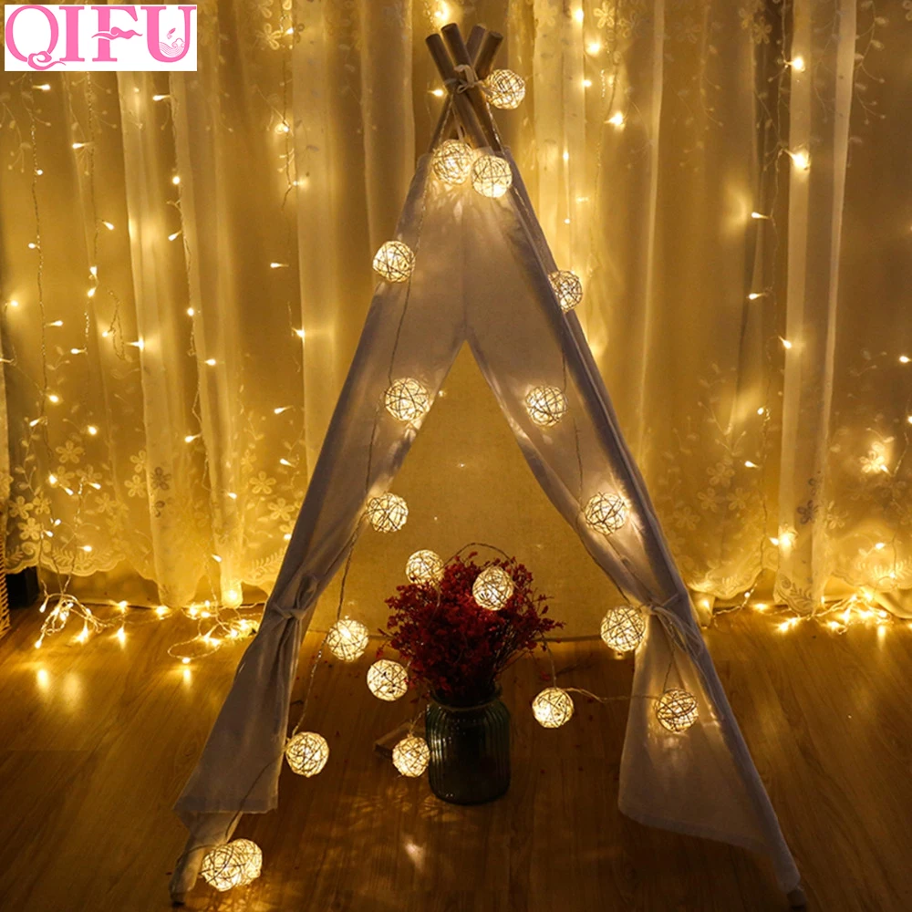 QIFU светодиодная гирлянда из медной проволоки, светящаяся каюта, рождественская подвеска, Рождественское украшение для дома, украшения для рождественской елки