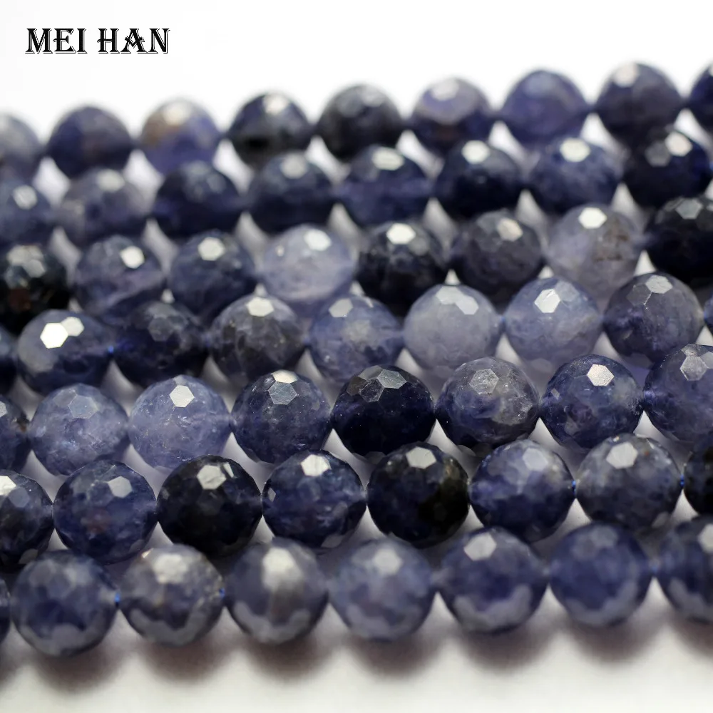 

Meihan natural iolite faceted round 8-8.5mm(approx35g/46pcs/set) shiny beads for jewelry making diy bracelet women necklace