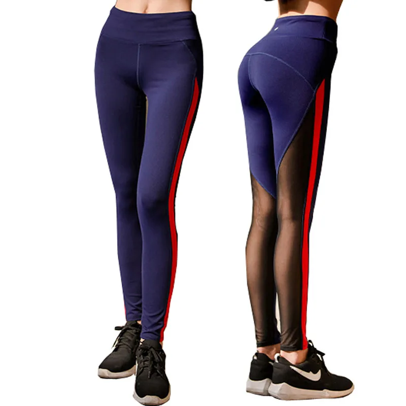 High Quality Women Brand Yoga Pant Mesh Patch Sexy Sports Leggings