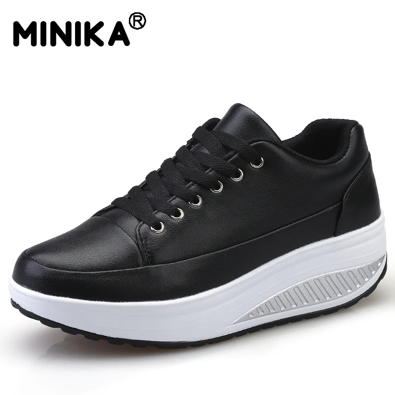 Minika/tenis feminino; женская повседневная обувь; кожаная обувь на танкетке; обувь для танцев; дышащая легкая прогулочная обувь суперзвезды; цвет белый