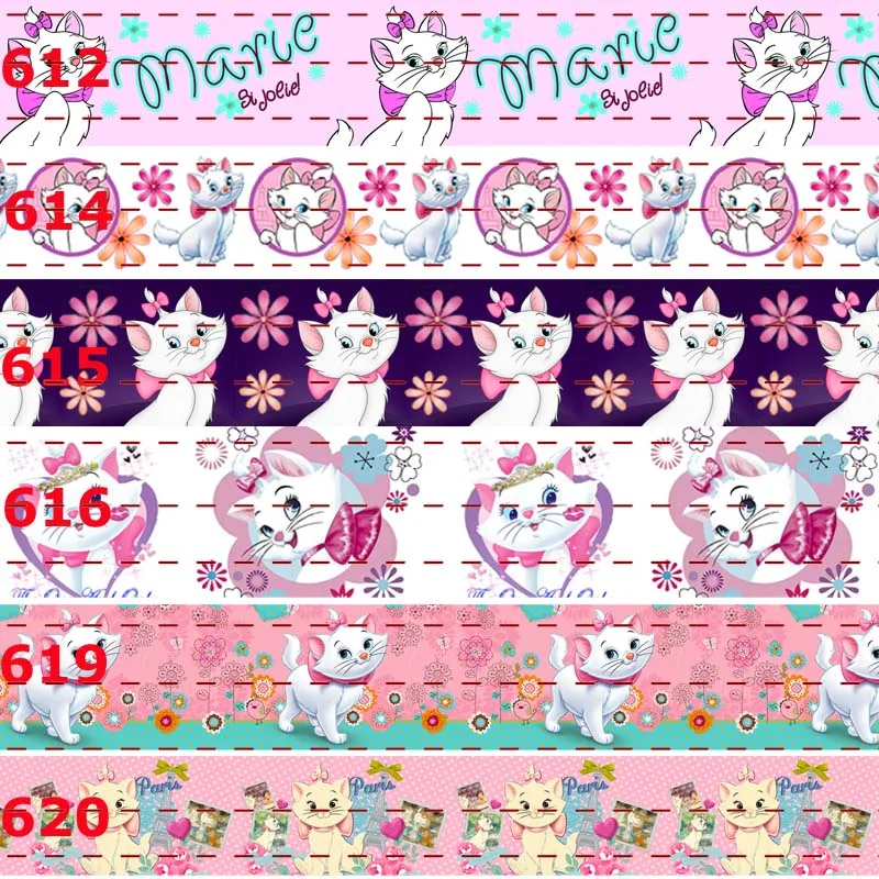 

10yards -different sizes -lively marie cat cartoon ribbon printed Grosgrain ribbon 612