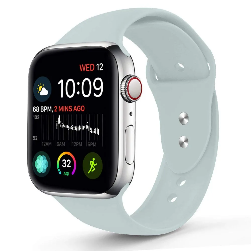 Силиконовый ремешок для Apple Watch 38 мм 42 мм 40 мм 44 мм запасной ремешок для спортивных часов резиновый браслет для iWatch серии 5 4 3 2 1 ремешок для часов - Цвет ремешка: Turqueise