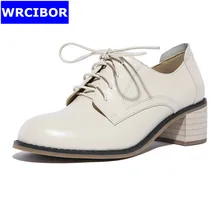 New Arrival 2017 Spring and Autumn Women’s Oxfords Genuine leather Fashion Oxfords Women Flat Heel Shoes Casual Women Shoes