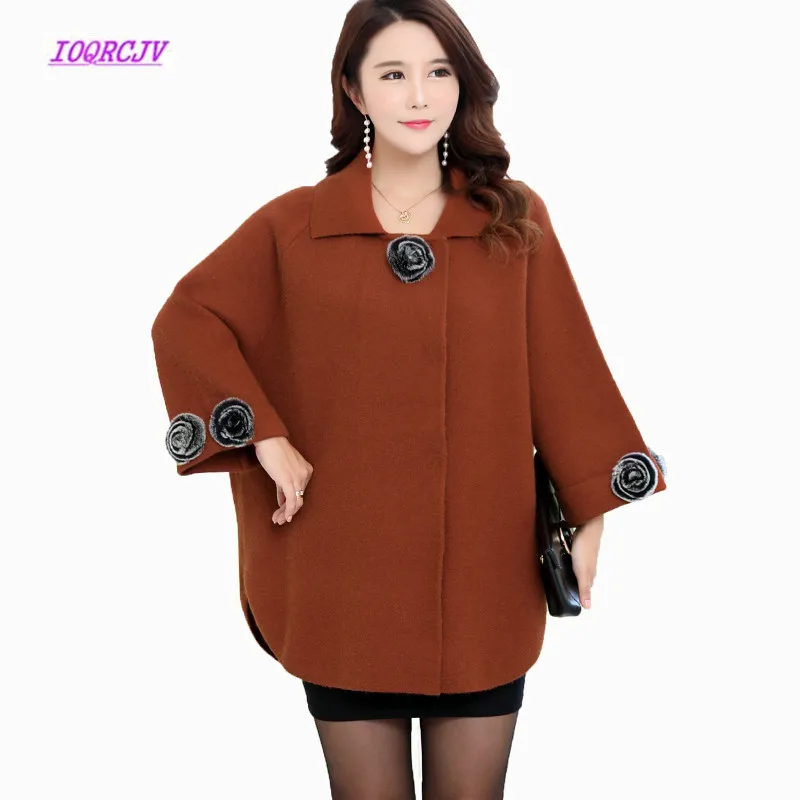 

Plus Size Women's Cardigan Coats 2018 Autumn Middle-aged Trench Coat Winter Bat shirt Large size Loose Knitted Sweater Tops W20