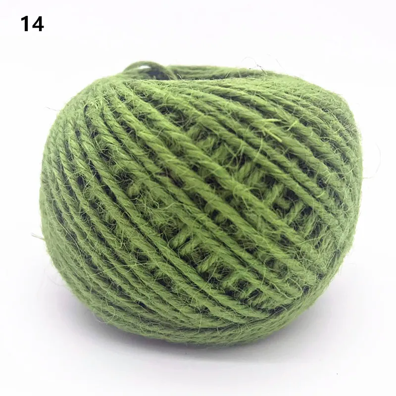 14 Grass green Пеньковая веревка 50 м диаметр 2 мм многоцветная пеньковая веревка DIY аксессуары для рук в стиле ретро цветная подарочная упаковочная веревка - Цвет: 14 Grass green