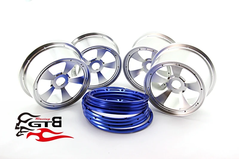 GTBRacing 2 передних и 2 задних колеса Ступицы/обод с кольцо Beadlock для 1/5 hpi losi 5ive-T Rovan KM