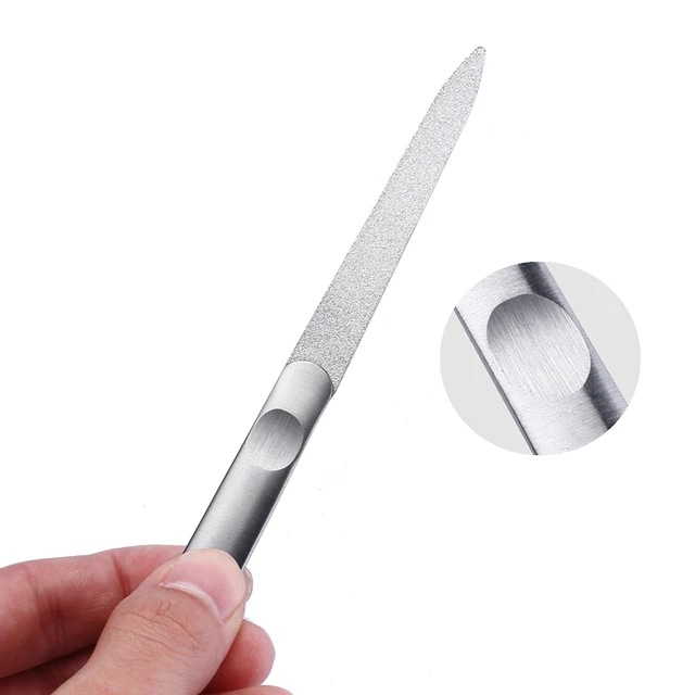 Double Sided Silicon Carbide Nail File Anti Slip Stainless Steel Double Sided Silicon Carbide Nail File Anti Slip Stainless Steel Handle Manicure Art