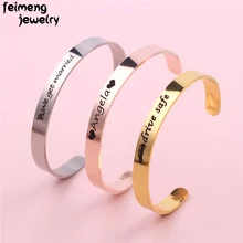 Золотой, серебряный, розовый, золотой, на заказ, модный браслет с гравировкой имени, с буквами, браслеты с подвесками, браслеты из нержавеющей стали для женщин, подарок