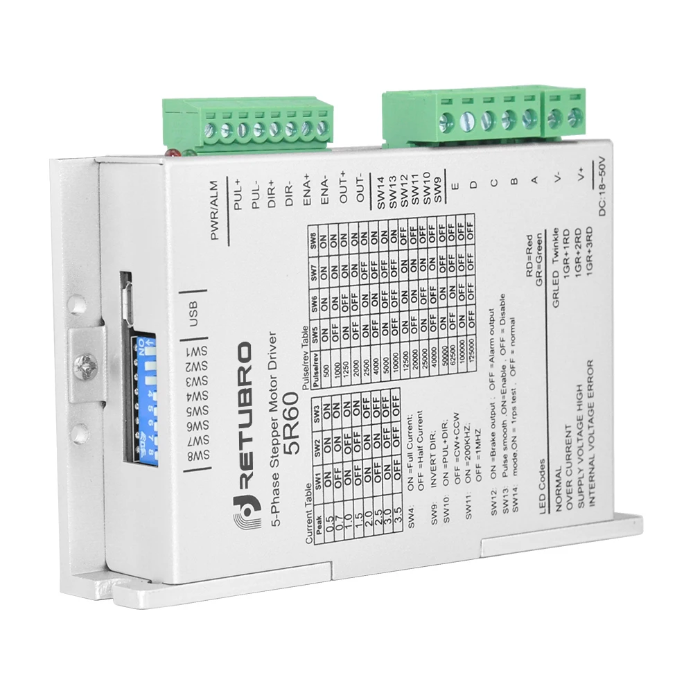 5 фазный шаговый двигатель Nema 23 24 5R60 24-50V DC источник питания цифровой гибридный шаговый драйвер