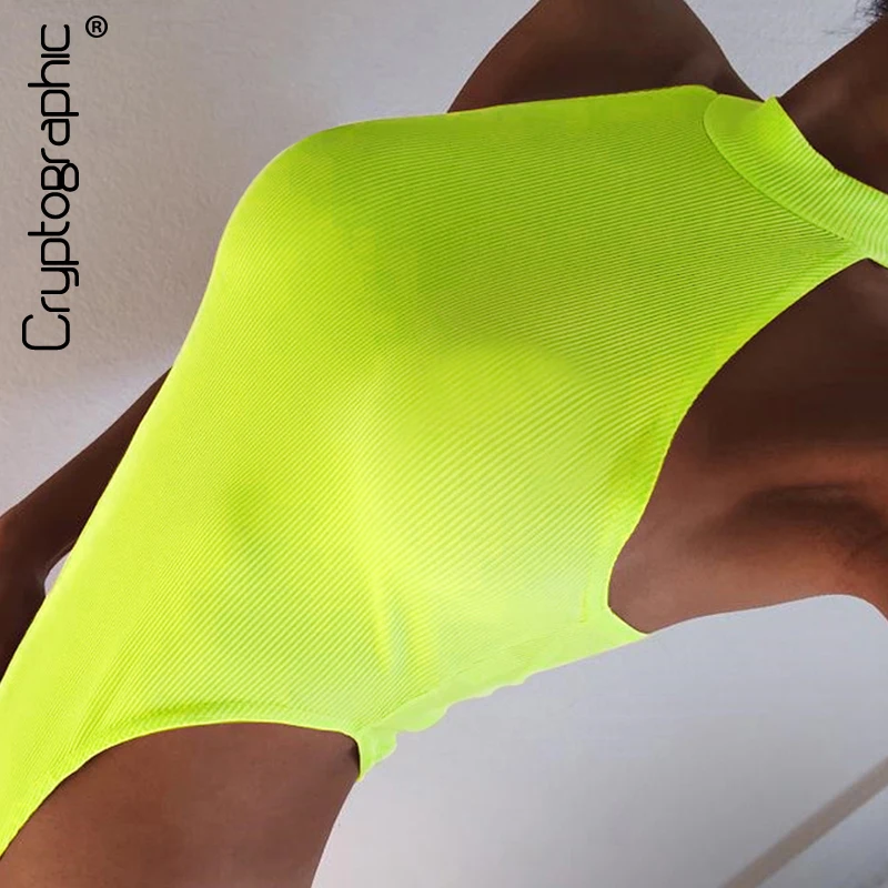 Cryptographic Fashion Sleeveless Neon Bodysuit Sexy Romper Womens Jumpsuit Slim High-Cut Body Casual Women Tops Basic Knitted Cryptographic Fashion Sleeveless Neon Bodysuit Sexy Romper Womens Jumpsuit Slim High-Cut Body Casual Women Tops Basic Knitted