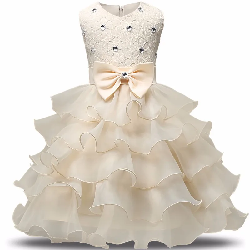 

2018 Floral Kid Clothes Tutu Wedding Dresses For Girls Kids Party Wear Infant Ceremony Cake Dress Toddler Girl Christening Gowns