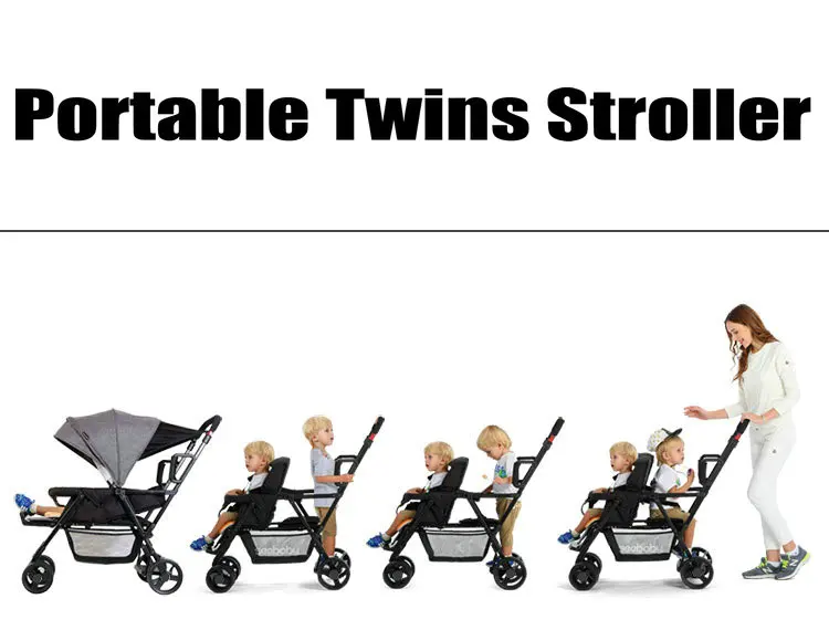Может сидеть может лежать коляска для двух детей тандем коляска, складной близнецы коляска