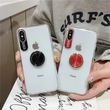 Прозрачный чехол-подставка с кольцом для iPhone7, 8, 6, 6S Plus, с магнитной адсорбцией, ТПУ, силиконовый чехол для iPhone X, XS, чехол для MAX XR, задняя крышка