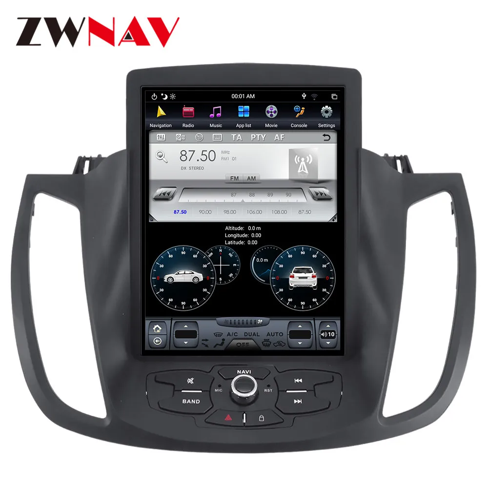Perfect PX6 4GB RAM Tesla style Android 8.1 Car GPS Navigation For Ford KUGA 2013+ head unit multimedia auto radio tape recorder 3