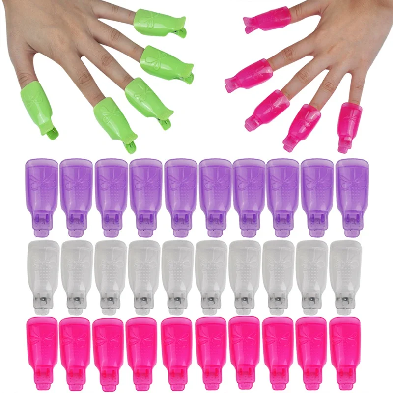 

Biutee 10PC Nail Art Plastic Gel Nail Polish Remover Soak Off Cap Clip UV Gel Polish Wrap Tool for removal of varnish