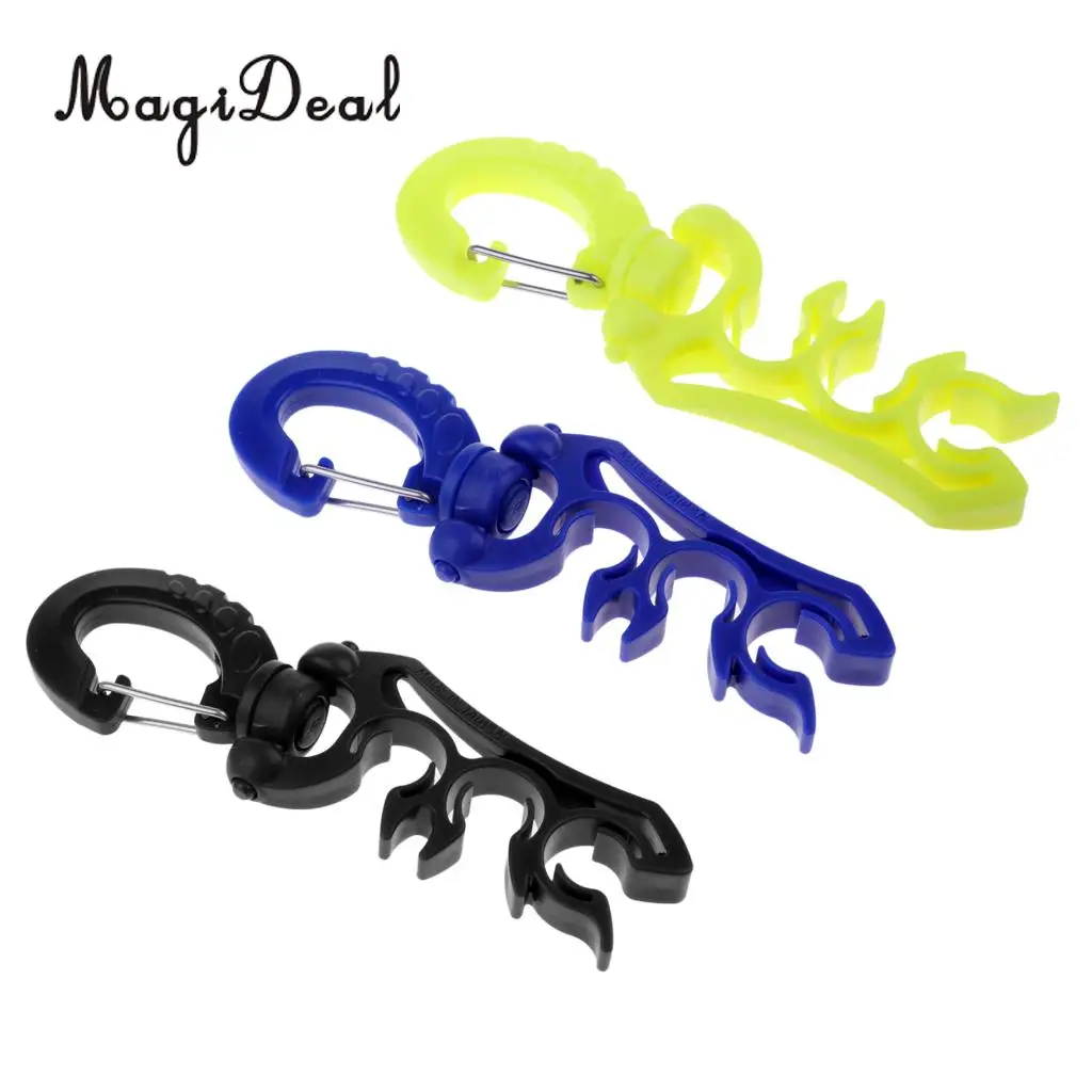 MagiDeal Scuba Diving Triple 3 BCD Hose Holder Retainer with Folding Snap Clip for Snorkeling Freediving Swimming Accessories