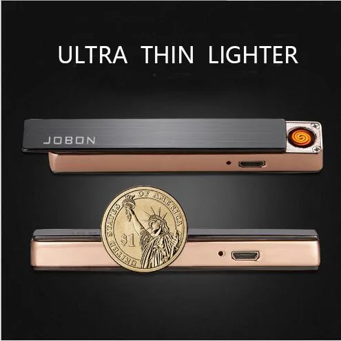 Зажигалка Jobon с USB зарядкой ветрозащитная ультратонкая металлическая
