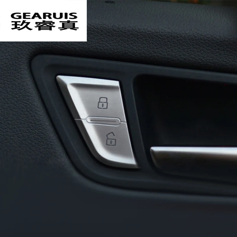 Автомобильный Стайлинг двери разблокировки переключатель накладка наклейка Хромированная ручка наклейки на ключ салона авто аксессуары для Audi A4 B8 Q5 A6