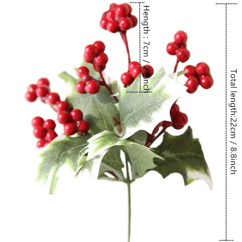 PE ягоды красные фрукты с листьями ягоды искусственный цветок красная вишня ветви поддельные цветы Рождественская елка венок декоративный