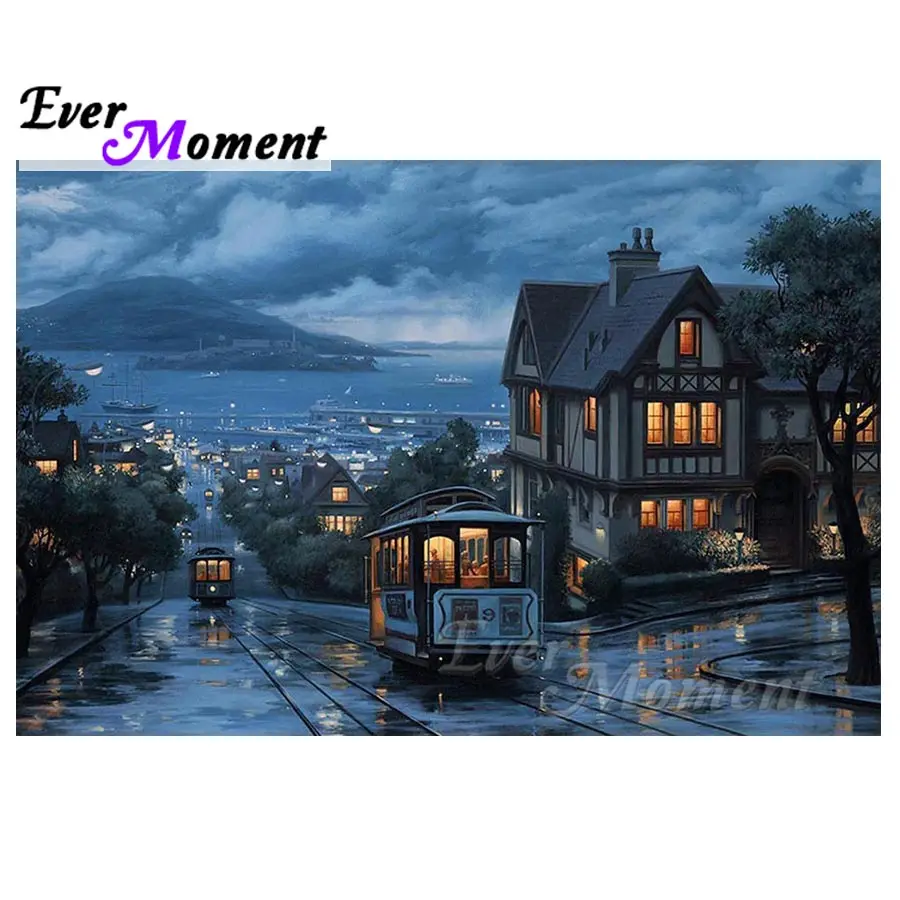 Ever Moment Diamond Painting Cross Stitch Street Scenery Picture Mosaic 5D DIY Rhinestone Diamond Embroidery Handmade S2F1034