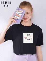 SEMIR/футболка с короткими рукавами для женщин; Новинка 2019 года; сезон лето; пуловер с круглым вырезом для девочек; Студенческая Корейская