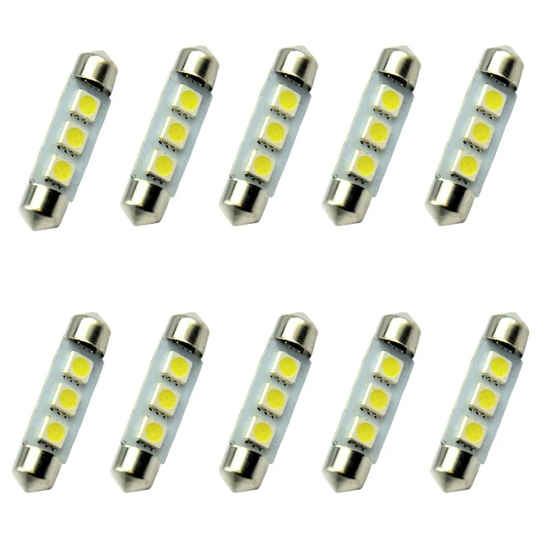 Светодиодный светильник для номерного знака 10 шт. 36 мм 39 42 3 SMD 5050 C5W|Сигнальная
