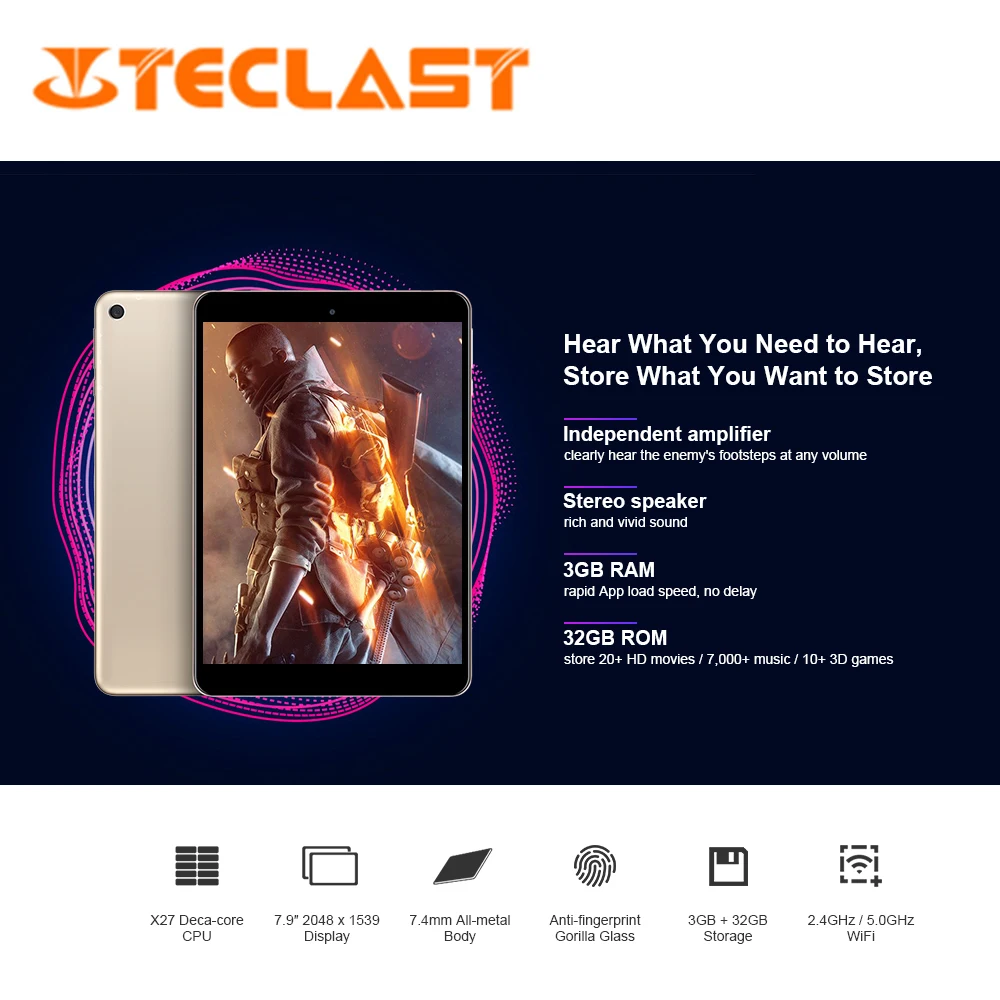 2019 Новый Teclast M89 Pro планшетный ПК MTK Helio X27 (MT6797) десять ядер 3 Гб ram 32 type C 2 4G + 5G