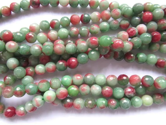 

free ship--5strands 8mm Jade Beads Round Ball Faceted Cherry Fuchsia Pink Red Green Asssortment bead