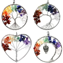 7 Chakra Stones Natural Stone Quartz Tree of Life Pendant for Women Healing Crystal Necklace Pendants Reiki Pendulum Jewelry цена 7 Chakra Stones Natural Stone Quartz Tree of Life Pendant for Women Healing Crystal Necklace Pendants Reiki Pendulum Jewelry цены онлайн