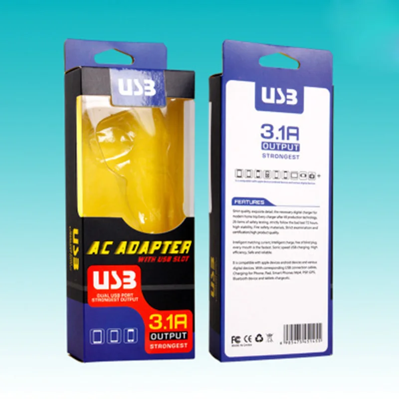 

200pcs Wholesale High Class Packaging Box for USB Car Charger Colorful Box with Blister Inner Tray