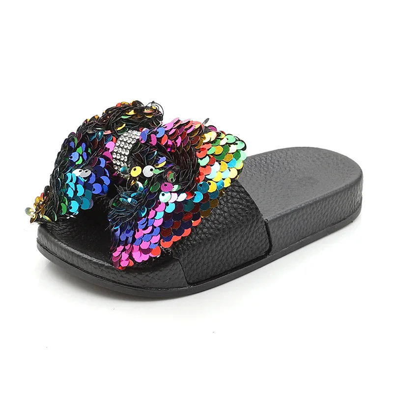 

Leather Kids Sandals for Toddler Girls Fashion Sequins Princess Slippers Glitter Girl Shoes Water 2019 Summer Slippers For Kids