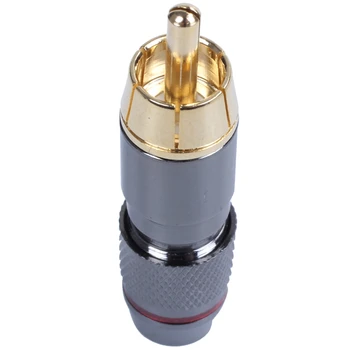 

4 pcs Hi End RCA Male Plug, Adapter Audio Phono,Gold Plated Solder Connector,black grey